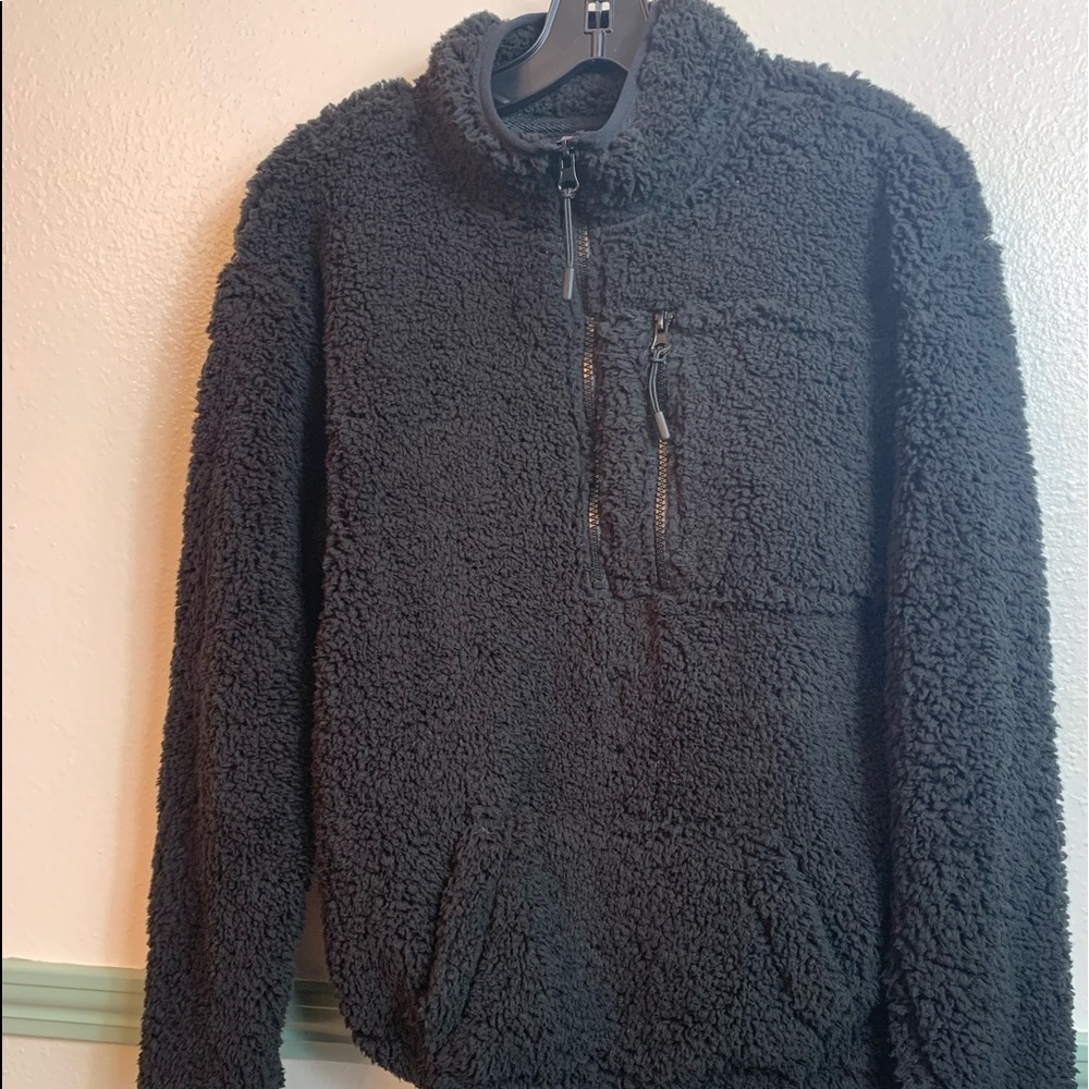 Black Fuzzy Half-Zip